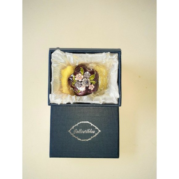 Dazzlers Collectibles Enameled  Round Flower Trinket Box - Picture 1 of 4